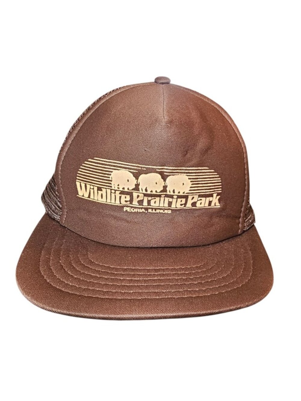 VTG Wildlife Prairie Park Foam Mesh Hat Cap Brown Kids 80s Peoria Il
